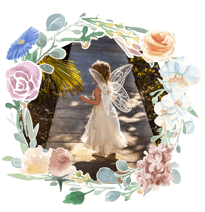 Fairytales Fertility Floral Border Girl Toddler Fairy Wings Image