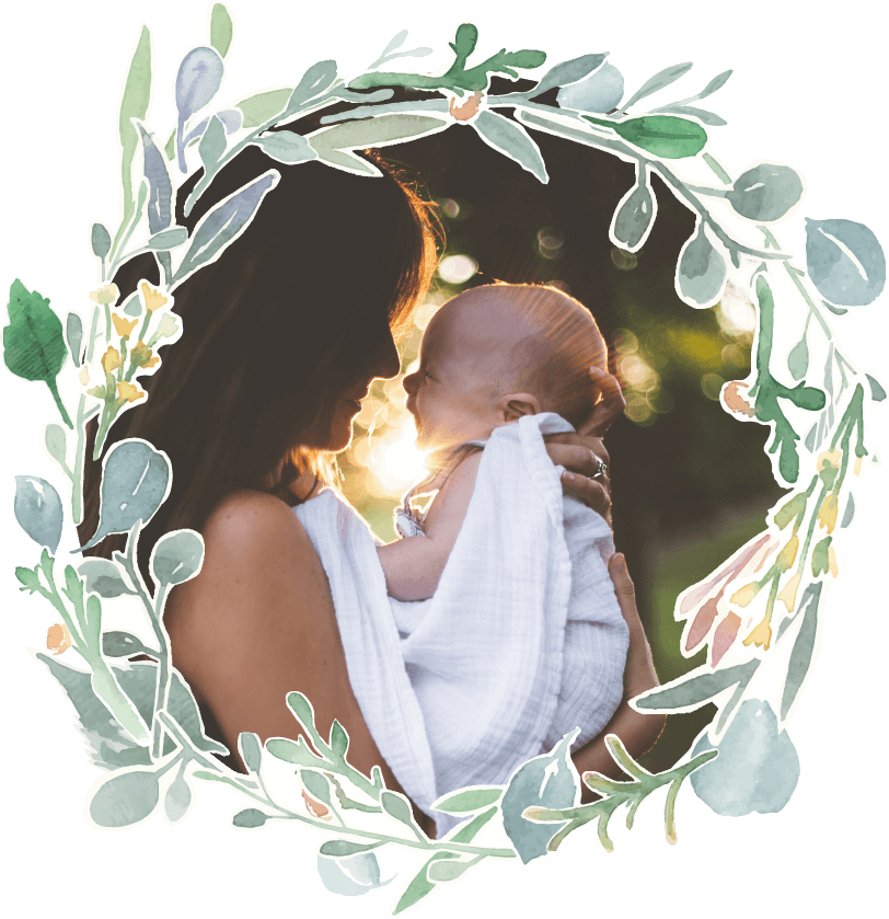 Fairytales Fertility Floral Border Mother and Toddler Sunset Image