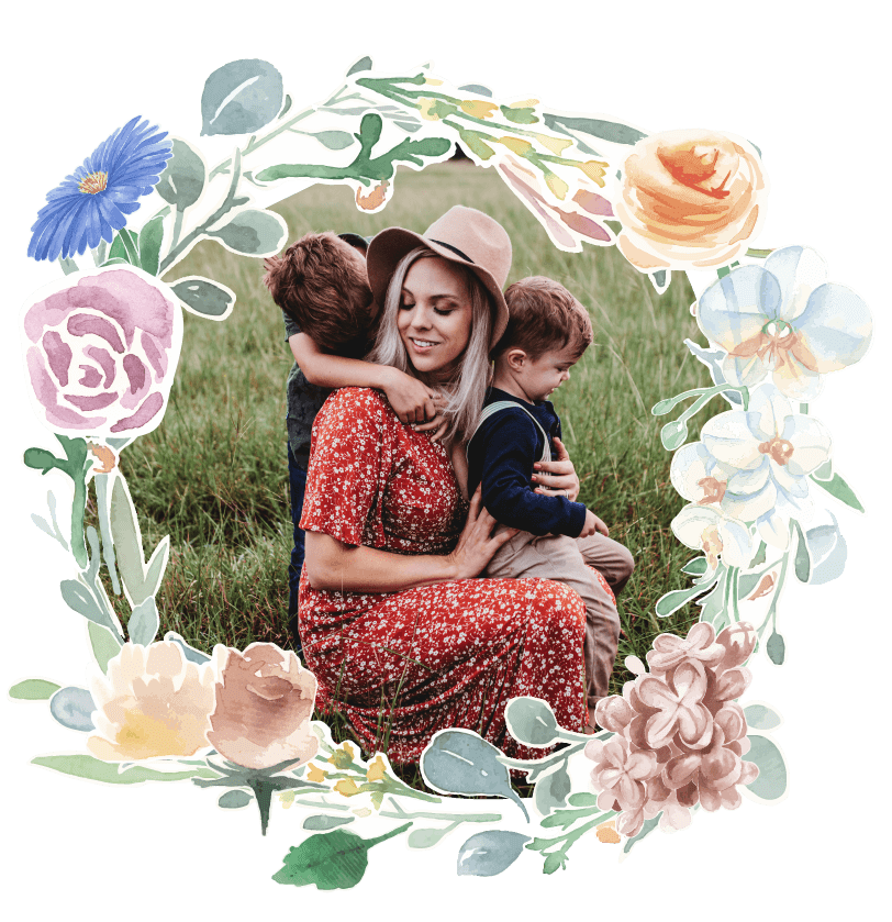 Fairytales Fertility Floral Border Young Mom Hat With Sons Image